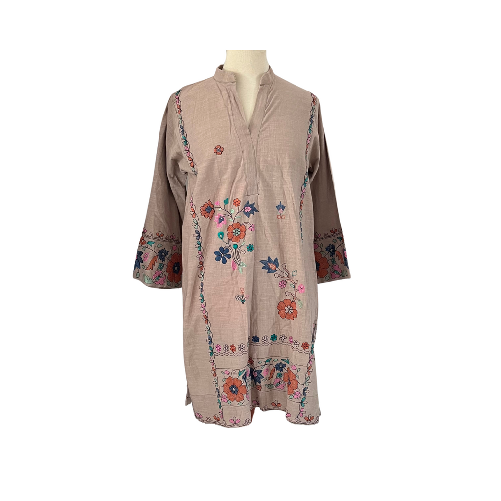 Azulie Beige Embroidered Kurta | Brand New |