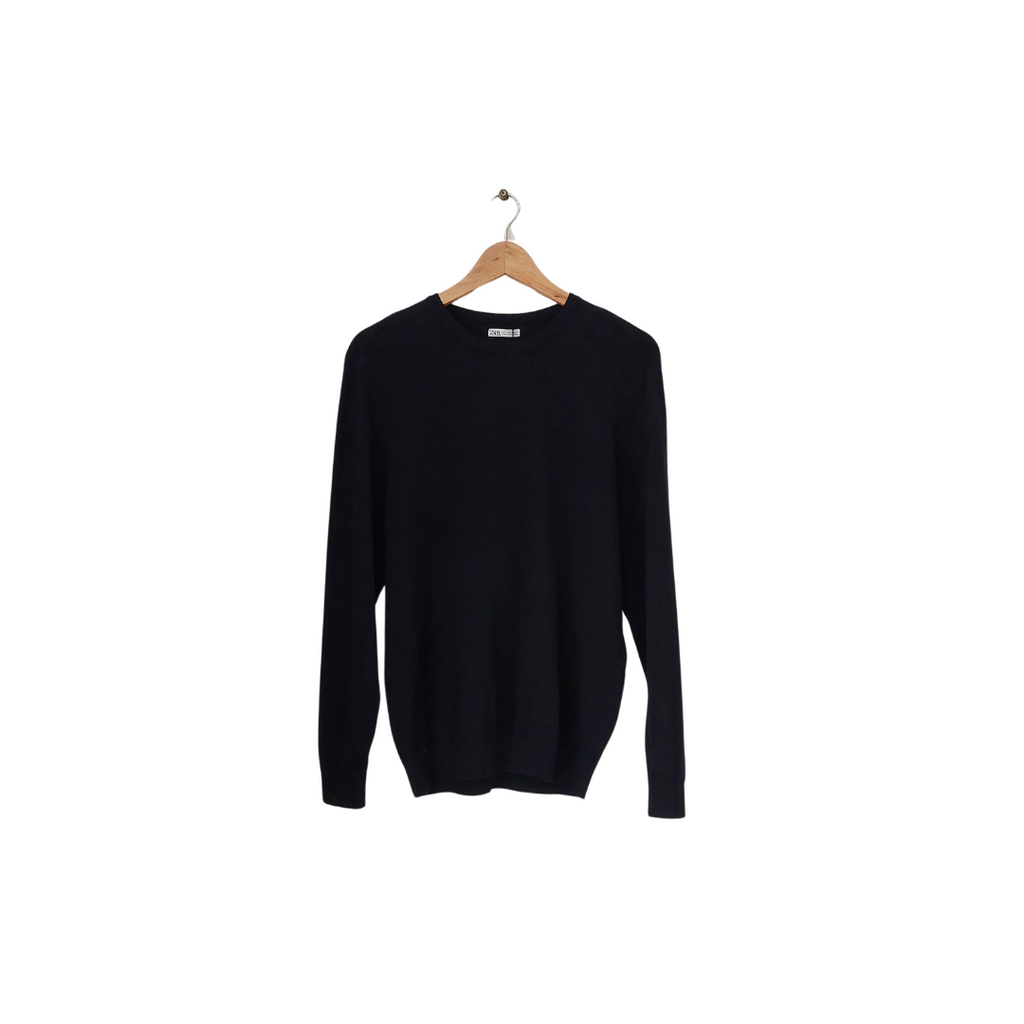 ZARA Men's Navy Crew-neck Sweater | Brand New |