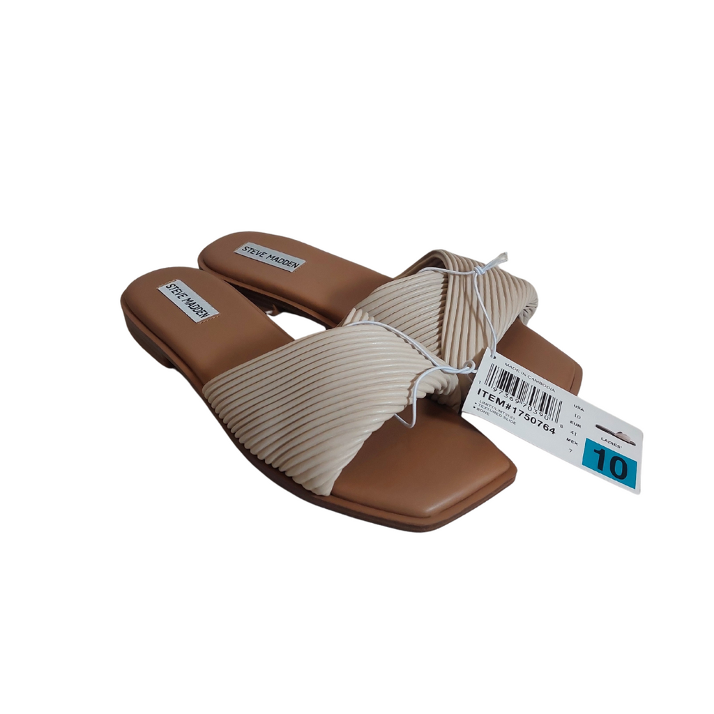 Steve Madden Bone Cross Textured LIMITT Leatherette Sandals | Brand New |