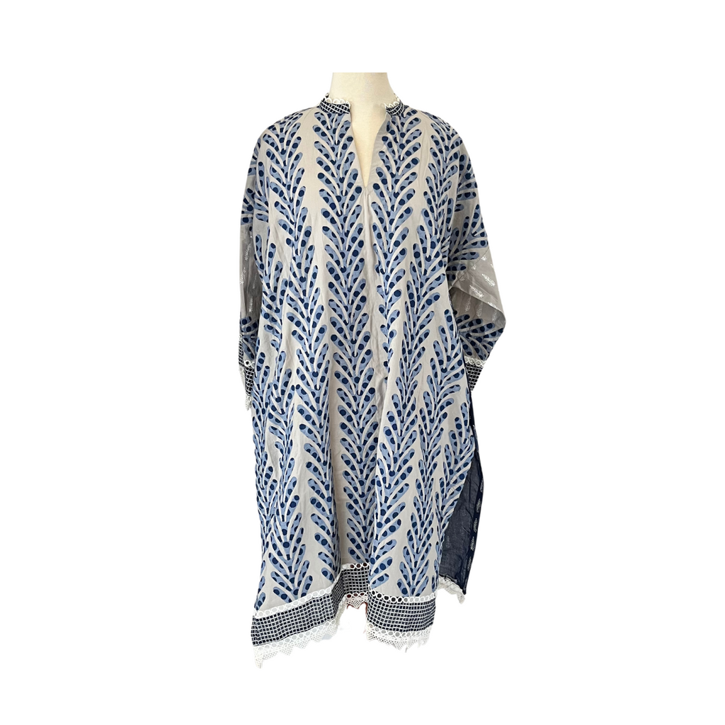 Blocked Grey & Blue Block Print Kurta | Gently Used |