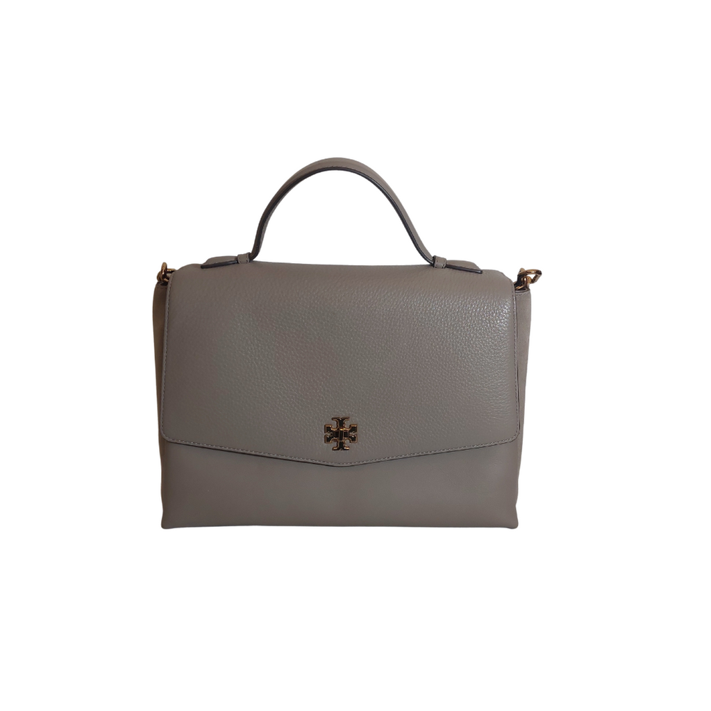 Tory Burch Grey Heron KIRA Mixed Material Top Handle Shoulder Bag | Brand New |