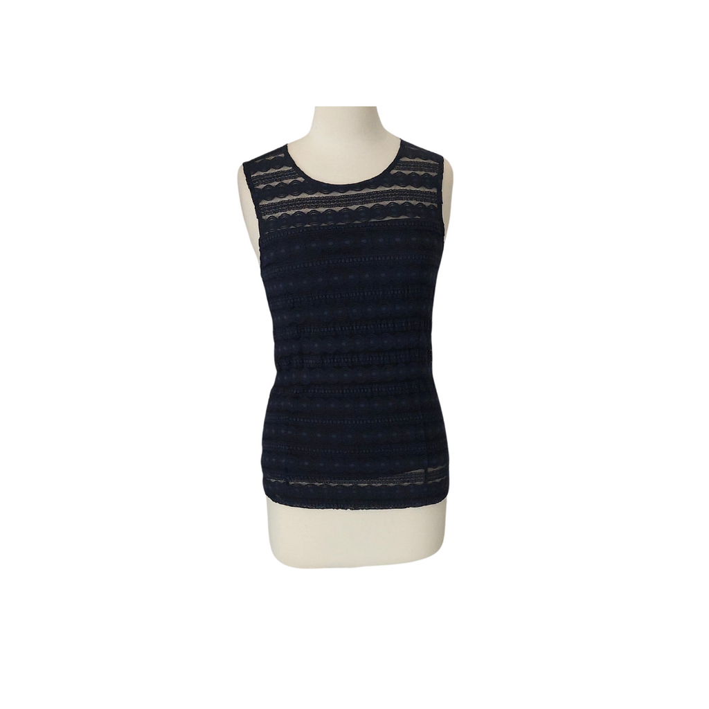 Ann Taylor Navy Lace Sleeveless Top | Brand New |