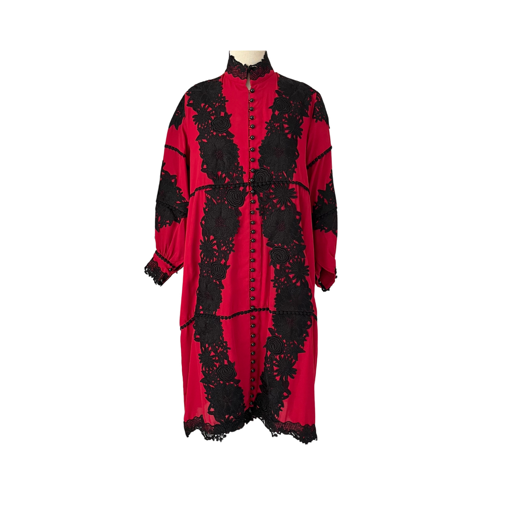 Rania Red with Black Lace Kurta | Gently Used |