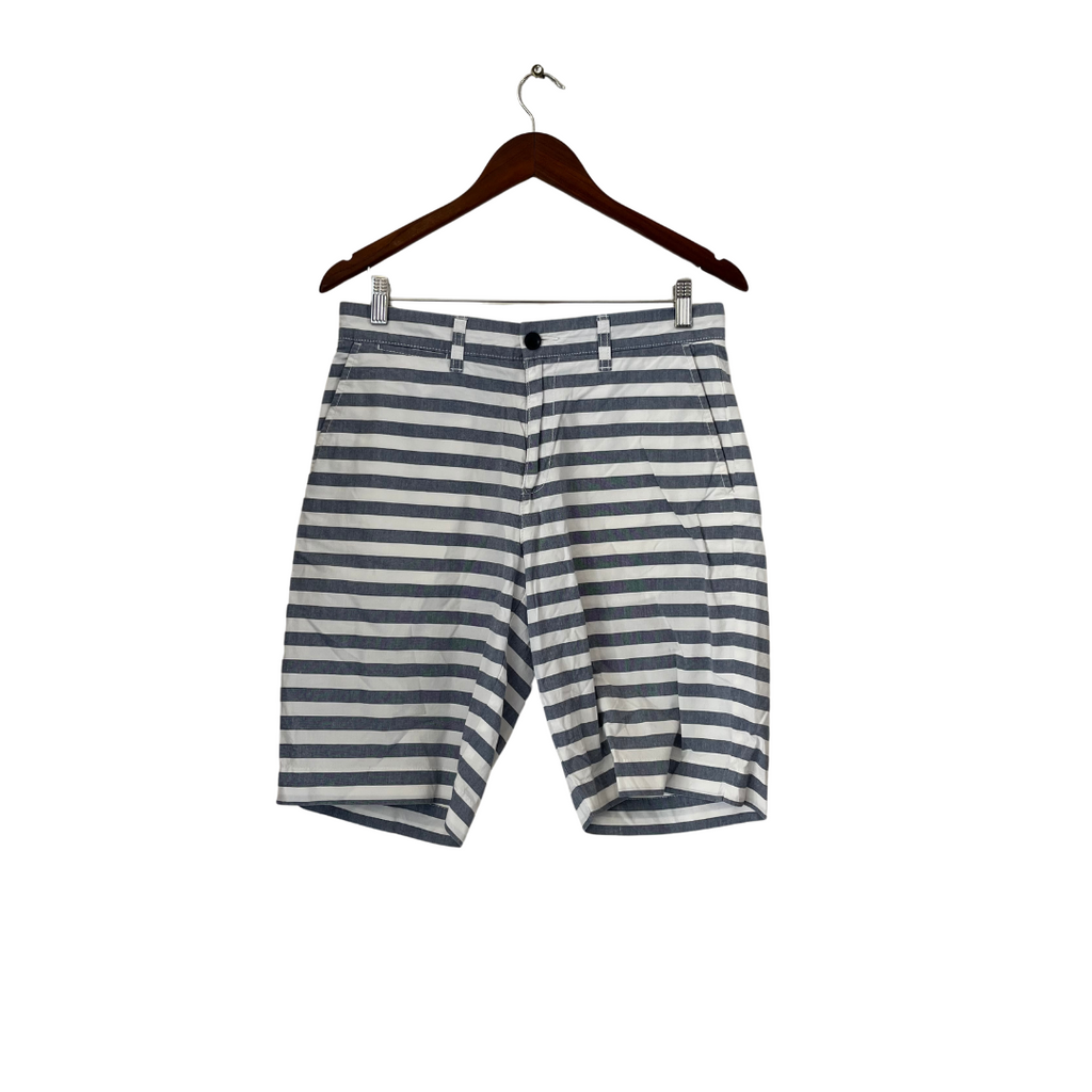 Tommy Hilfiger Men's Grey & White Striped Shorts | Pre Loved |