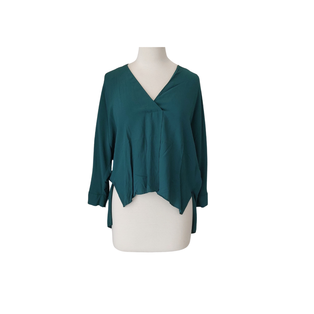 ZARA Green V-neck Top | Gently Used |