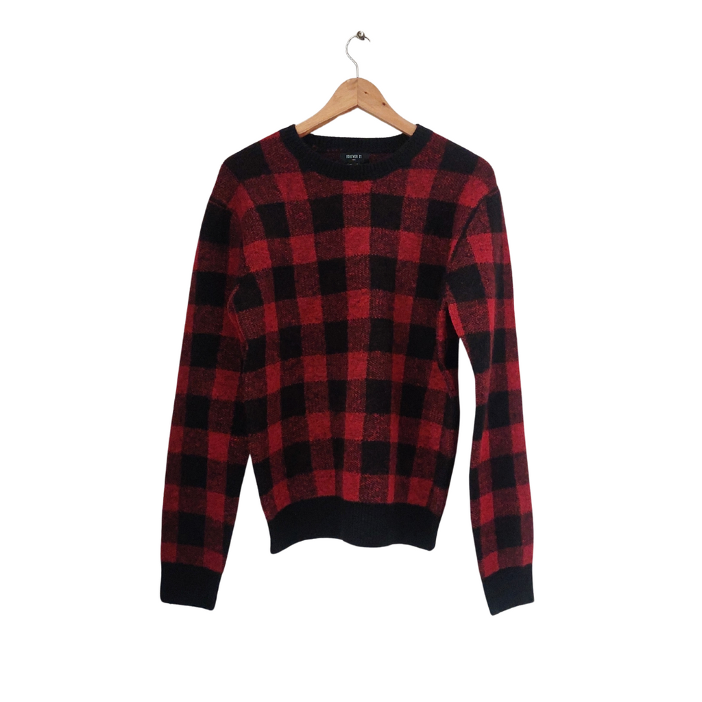 Forever 21 Men's Red and Black Checked Sweater | Brand New |