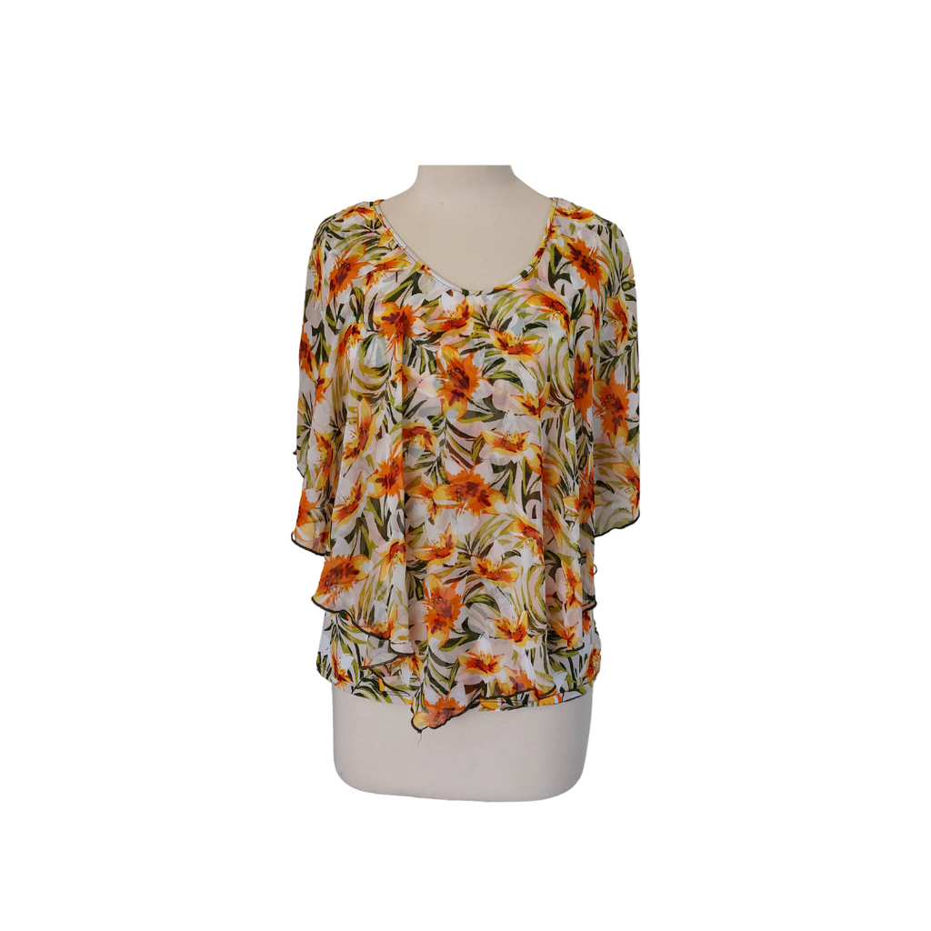 Adele & May White Floral Printed Layered Top | Brand New |