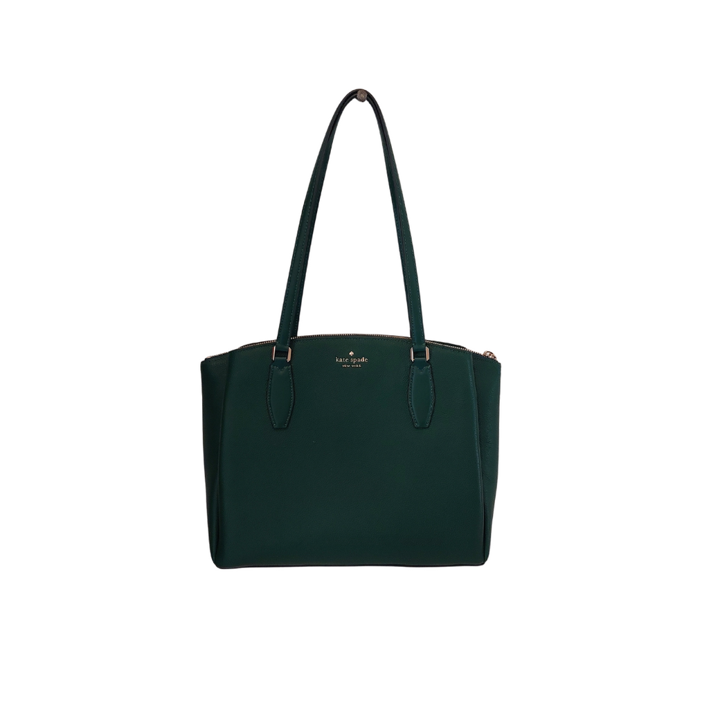 Kate Spade Deep Jade Large Triple Compartment Pebbled Leather Tote | Brand New |