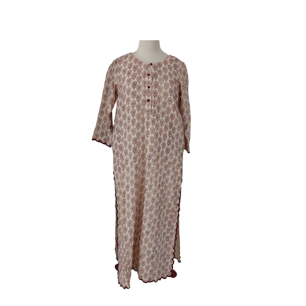 Gaachi Cream & Pink Block Print Outfit (2 pieces) | Brand New |