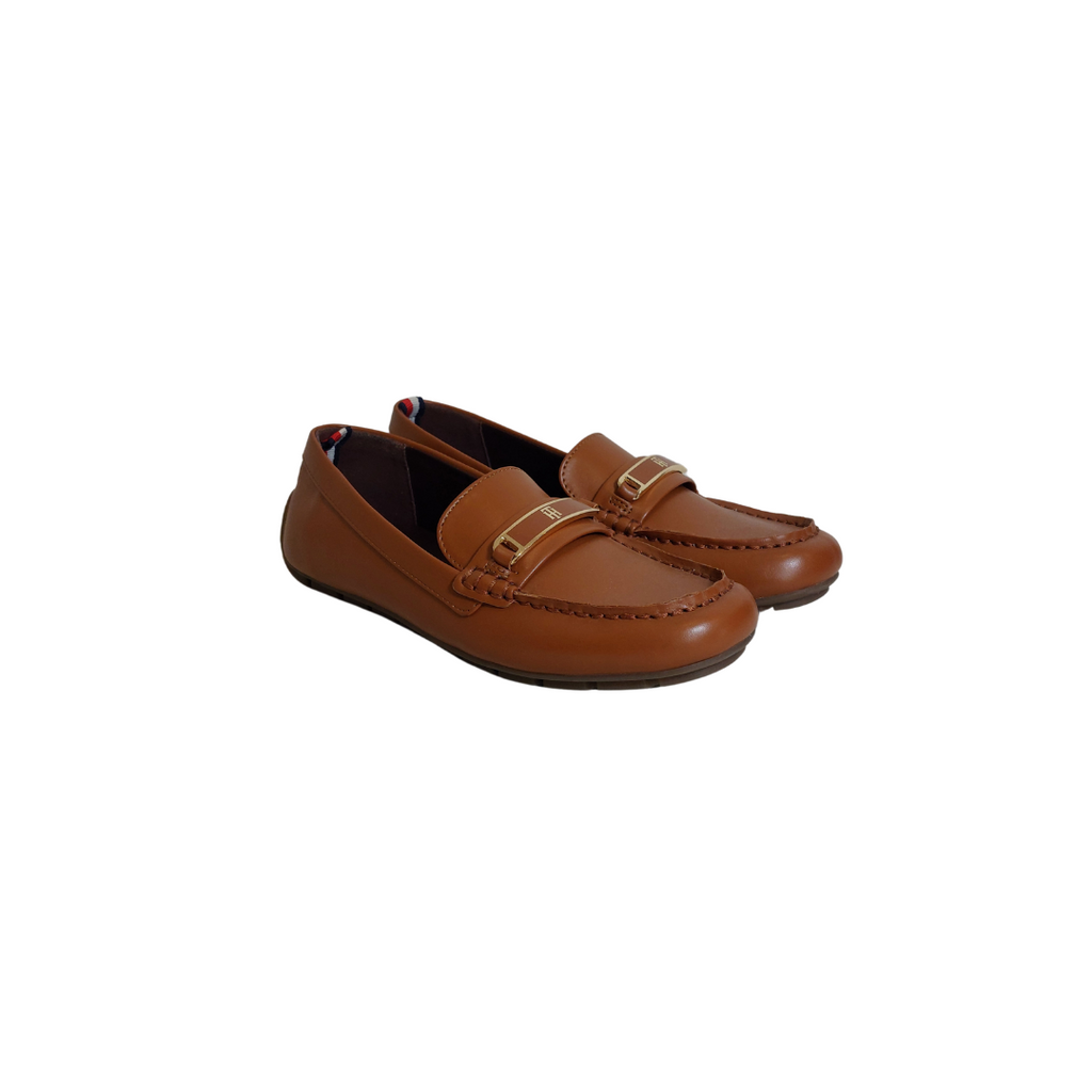 Tommy Hilfiger Tan Leatherette 'KYRIA' Loafers | Brand New |