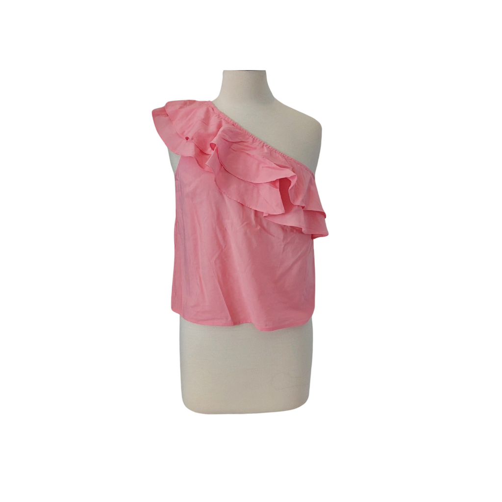 H&M Pink One-shoulder Ruffle Blouse | Brand New |