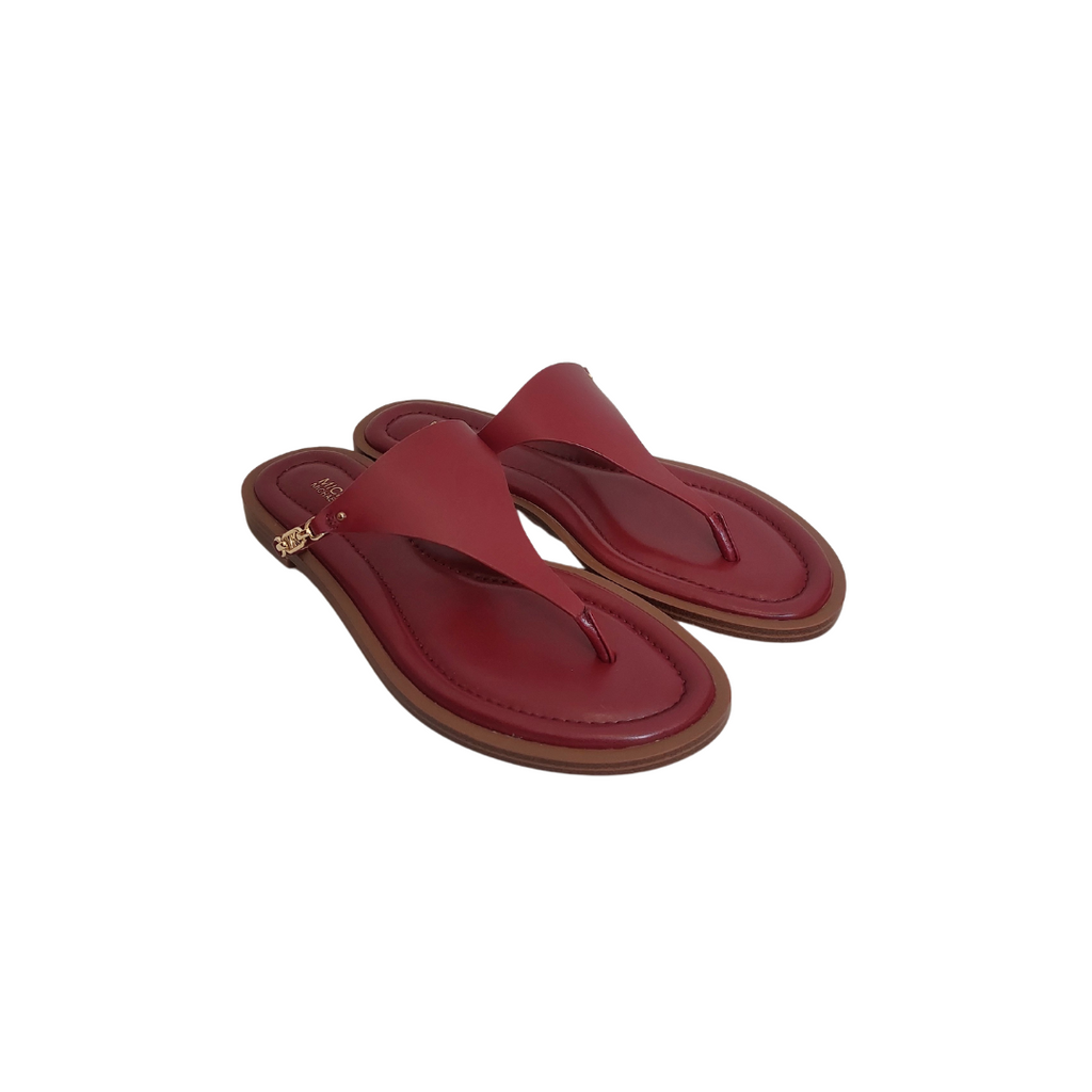 Michael Kors Maroon Leather Daniella Sandals | Brand New |