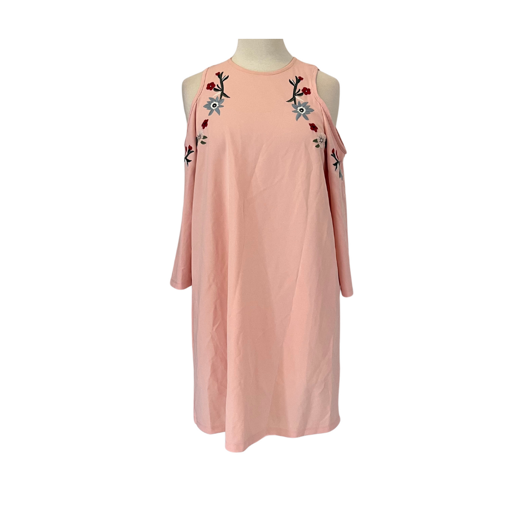 Filanto Dusty Pink Thread Embroidered Cold Shoulder Short Dress | Brand New |