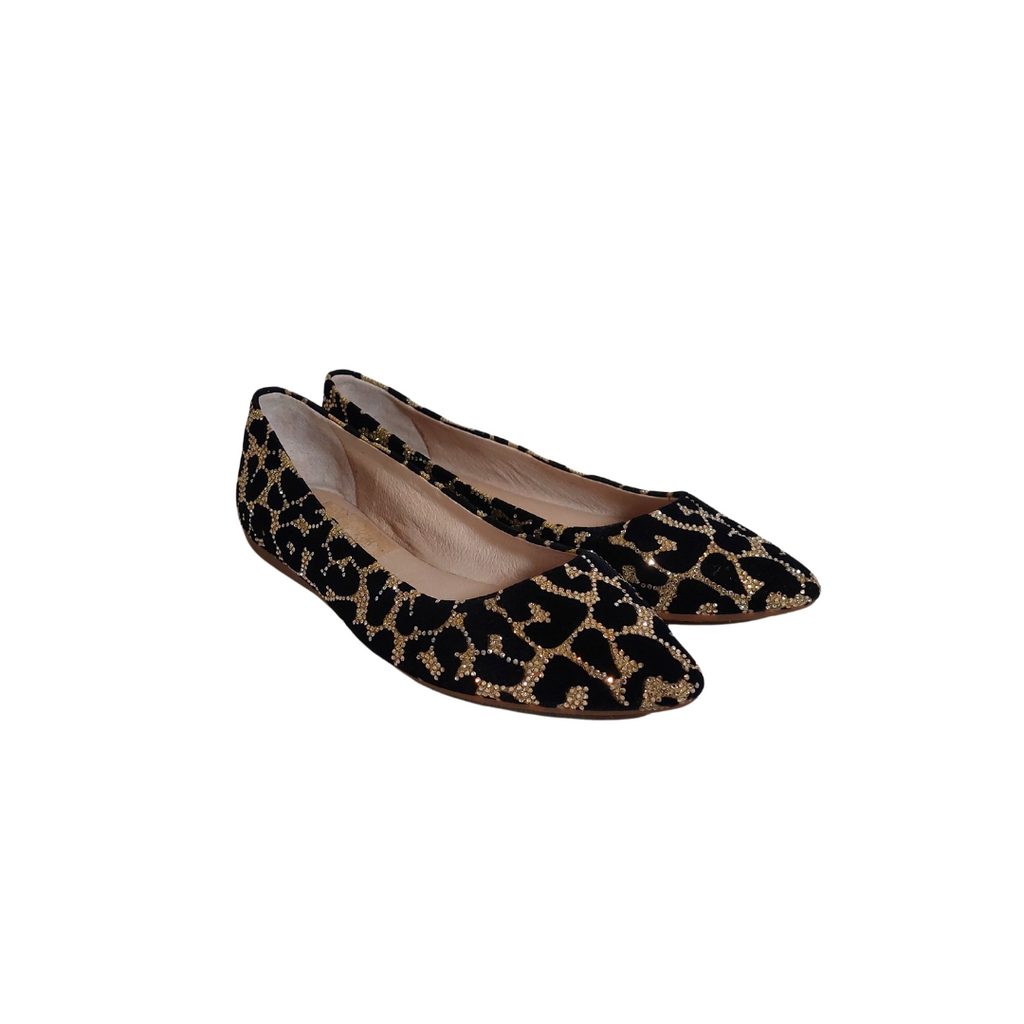 Gianni Bini Black & Gold Rhinestone Pointed Flats | Brand new |