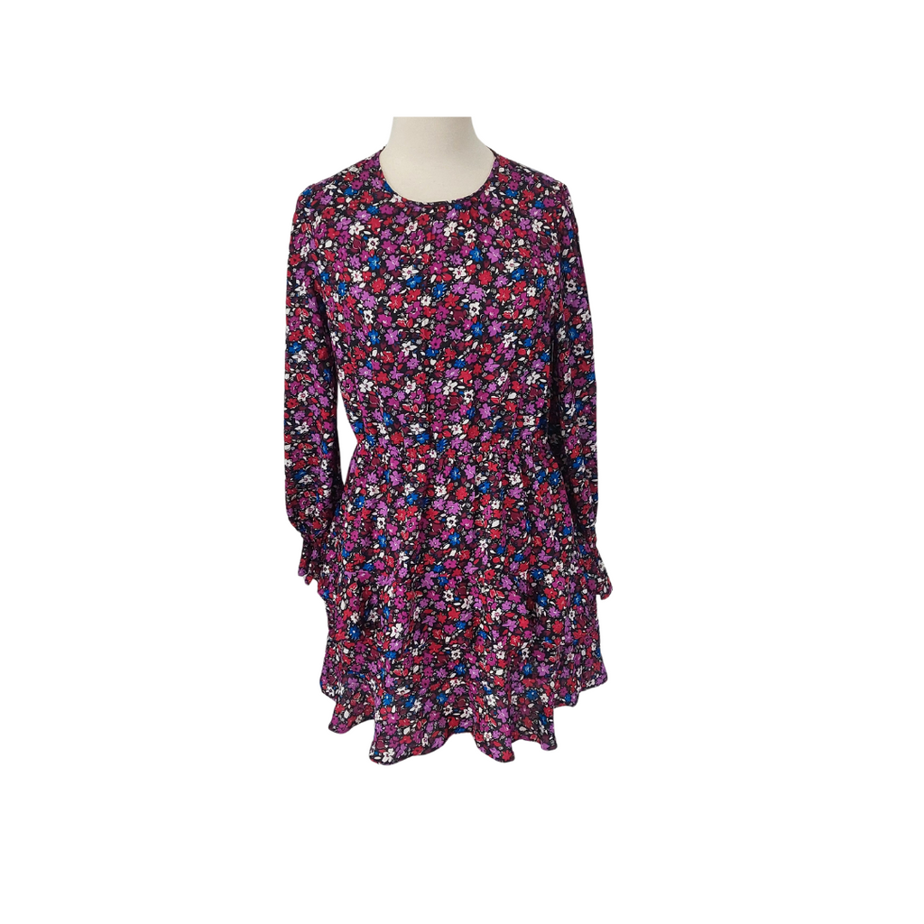 Quiz Purple Floral Printed Knee-length Dress | Brand New |