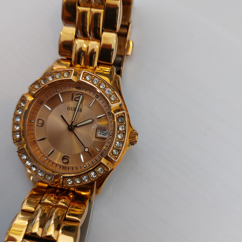 Guess Rose-gold Rhinestone Round Dial Watch | Pre Loved |