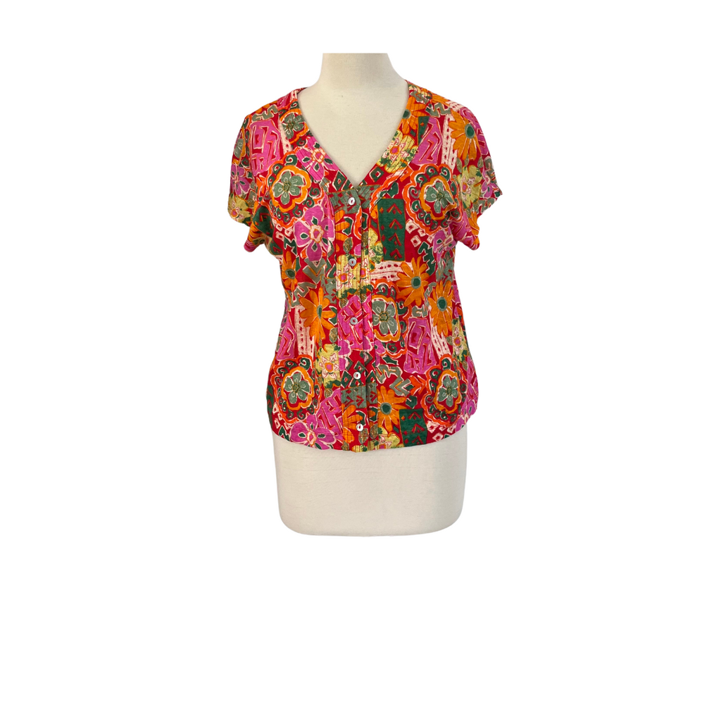 Nicole Miller Multicolor Printed Button Down Top | Brand New |