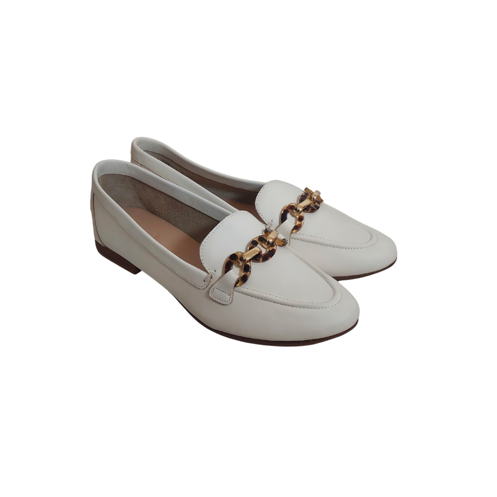 ALDO White Brown Chain Link Loafers | Brand New |