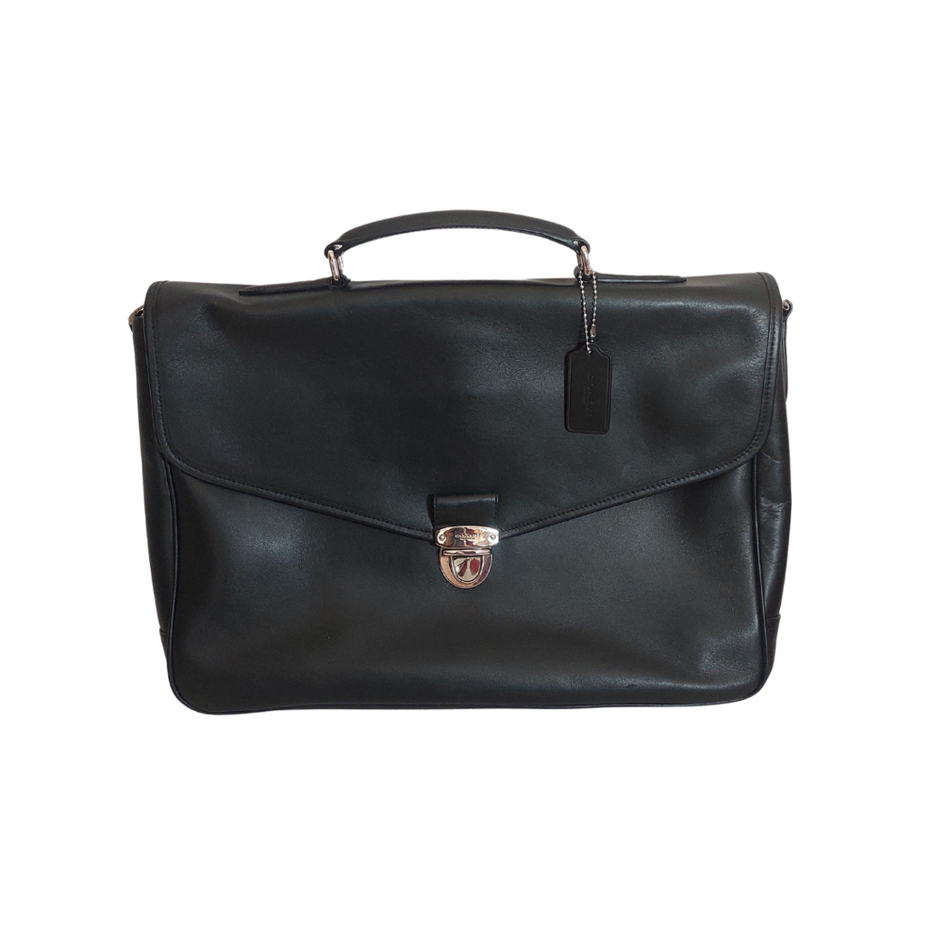 Coach Black Refined Calf Leather Briefcase | Brand New |