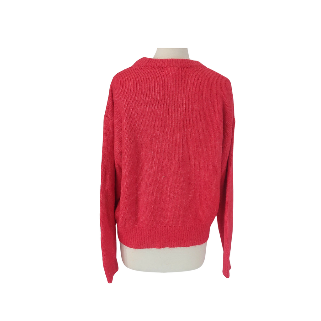 H&M Red Ribbed High-neck Knit Sweater | Brand New |