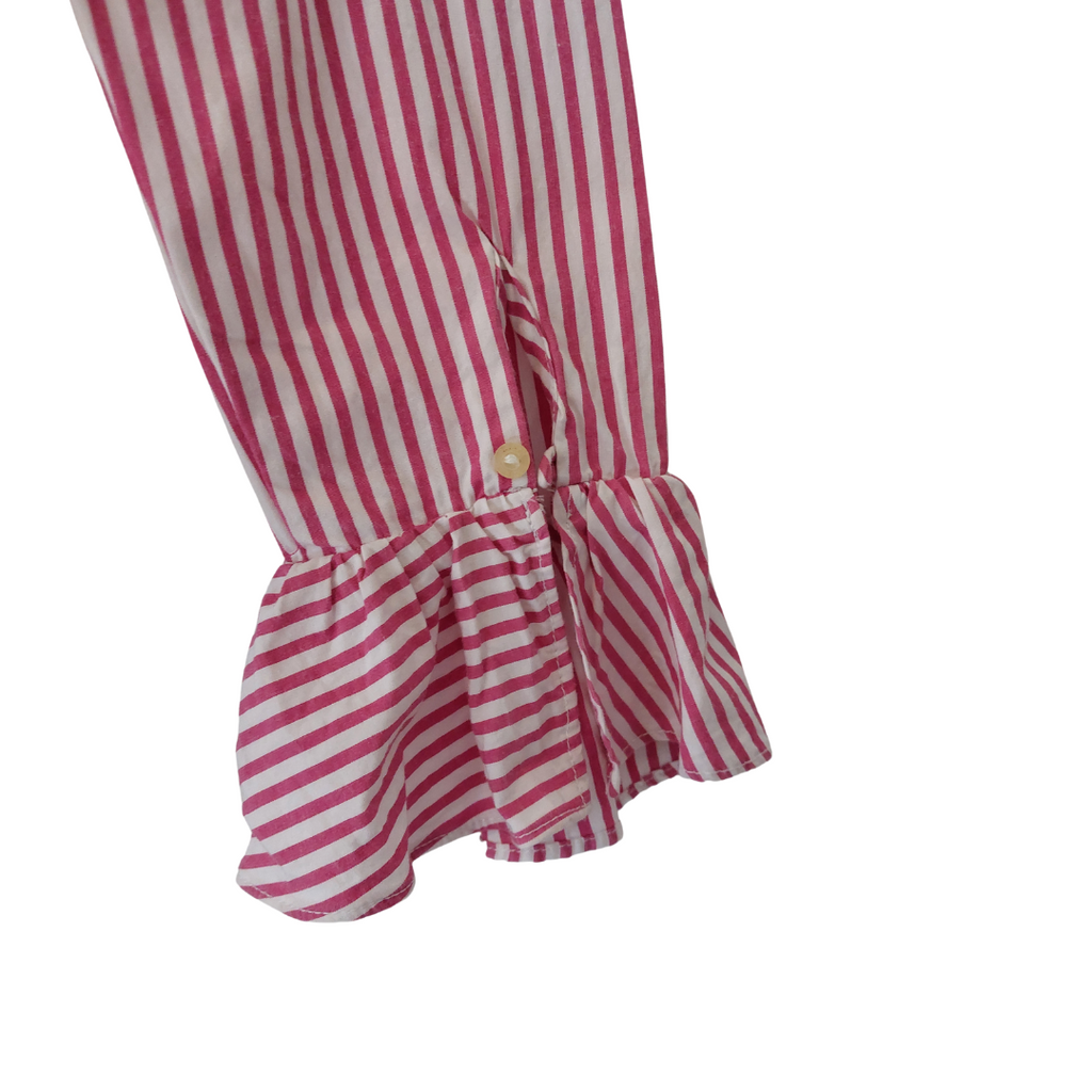 Ralph Lauren Women's Pink & White Striped Pink-tuck Collared Shirt | Pre Loved |