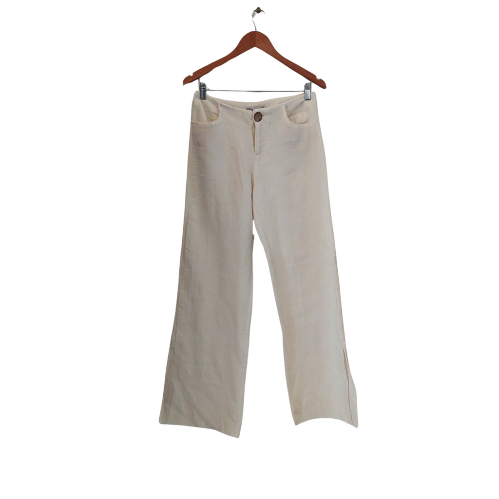 ZARA Cream Slit Formal Wide-leg Pants | Brand New |