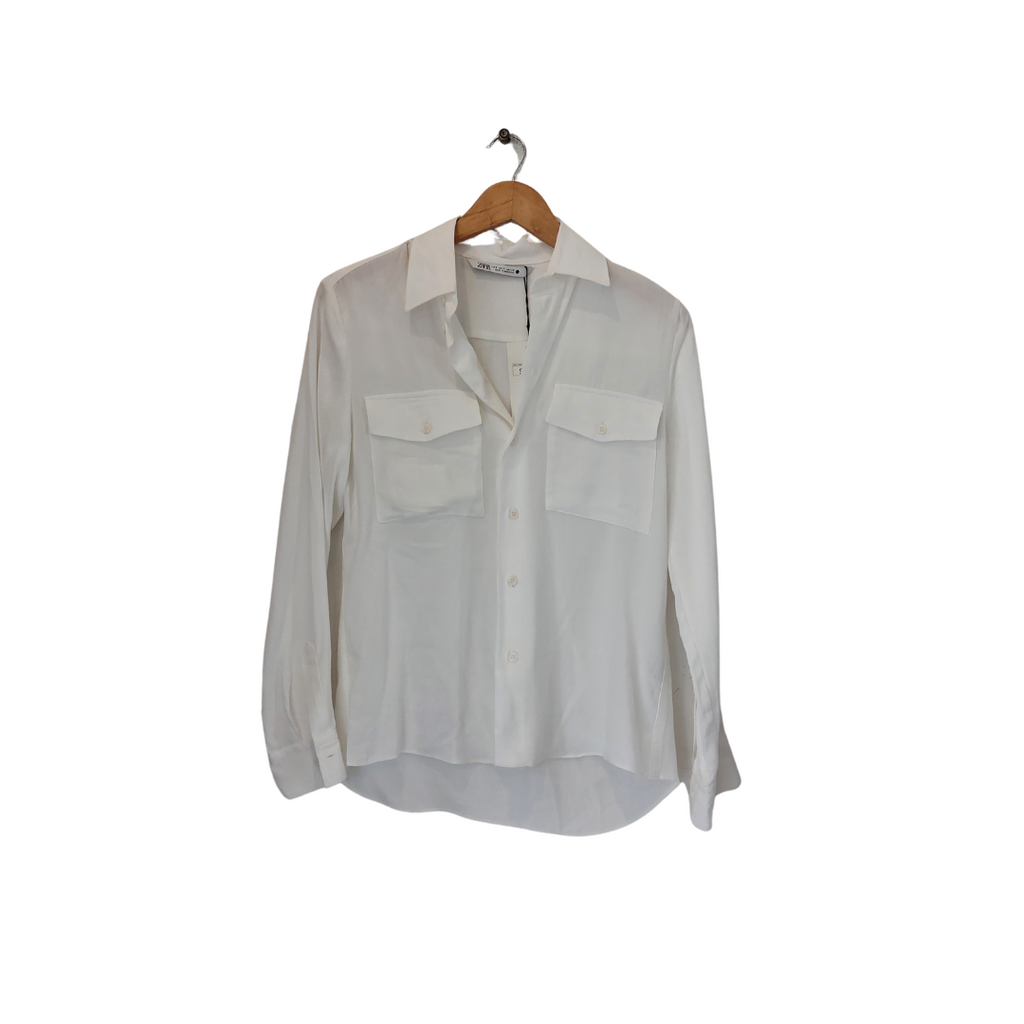 Zara White Button Down Collared Shirt | Brand New |