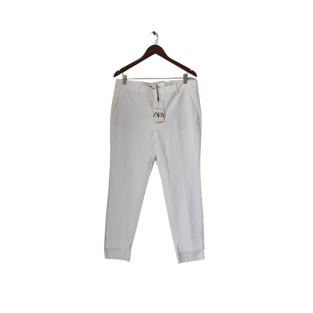 ZARA White Asymmetric Hem Straight-leg Pants | Brand New |