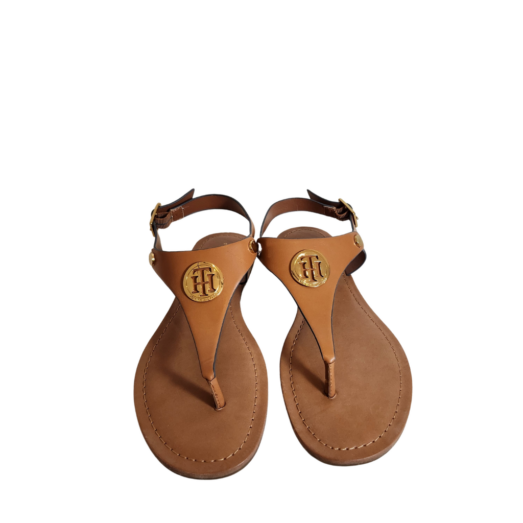 Tommy Hilfiger Tan Leather Thong Sandals | Gently Used |