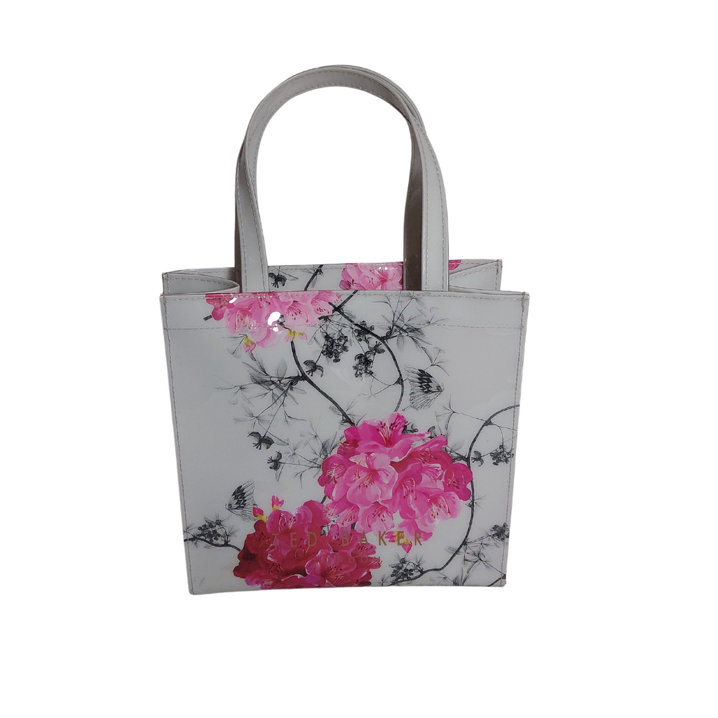 Ted Baker Light Grey Small Floral Printed Jelly Tote Bag | Gently Used |