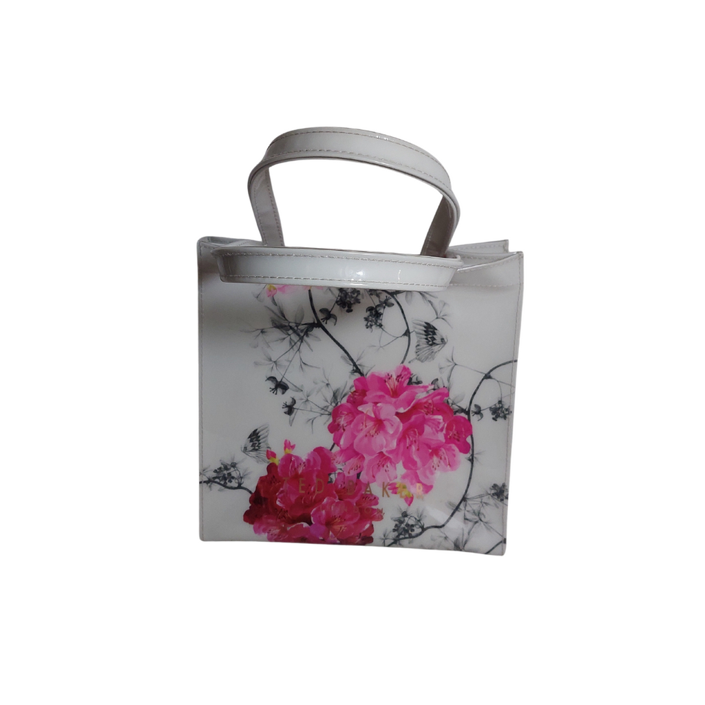 Ted Baker Light Grey Small Floral Printed Jelly Tote Bag | Gently Used |