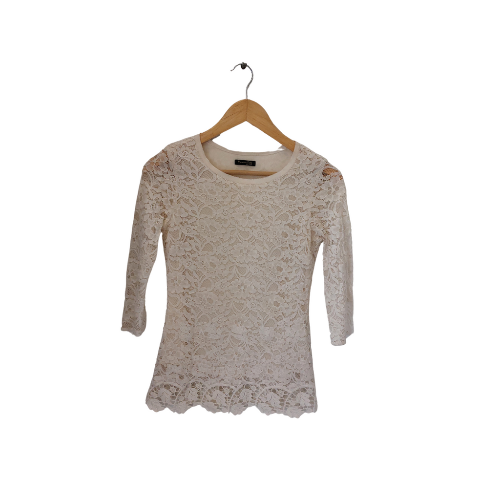 Massimo Dutti Cream Lace Top | Pre Loved |