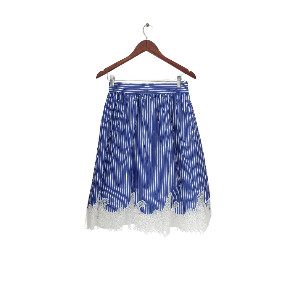 ZARA Navy & White Striped Lace Skirt | Gently Used |