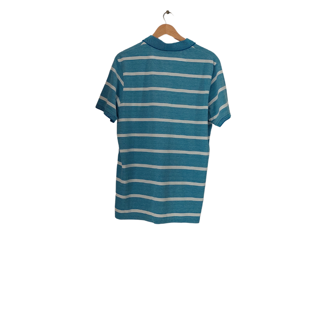 Maine Men's Blue & White Striped Polo Shirt | Brand New |