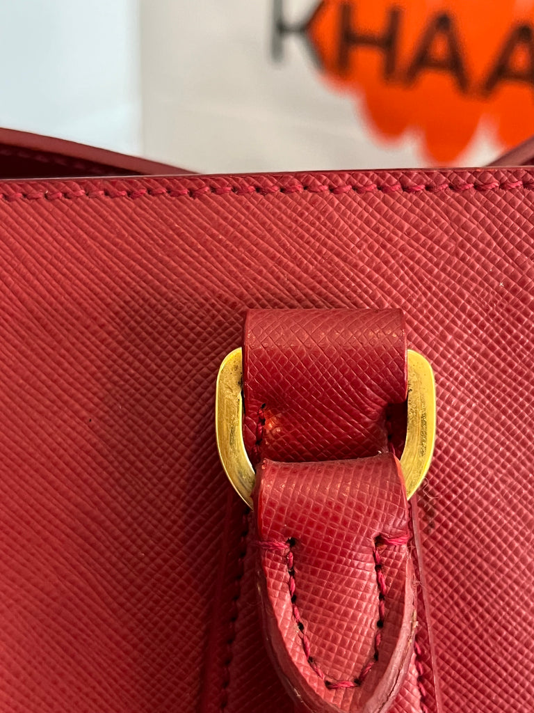 Prada Red Leather Large Tote Bag | Pre Loved |