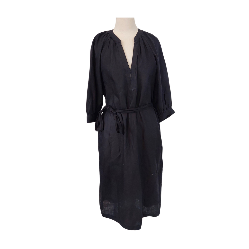 H&M Black Linen Waist Tie-up Dress | Brand New |