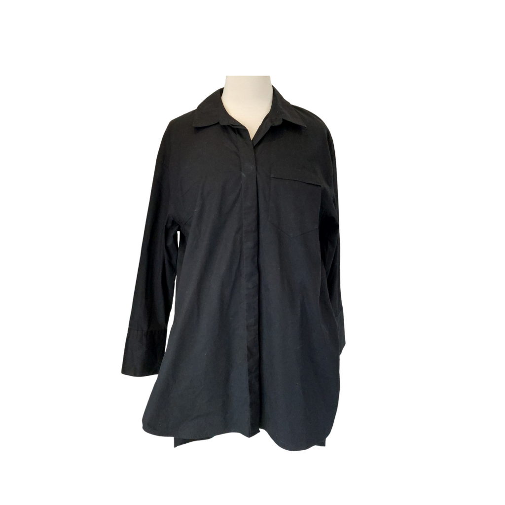 Zara Black Collared button down Shirt | Pre Loved |