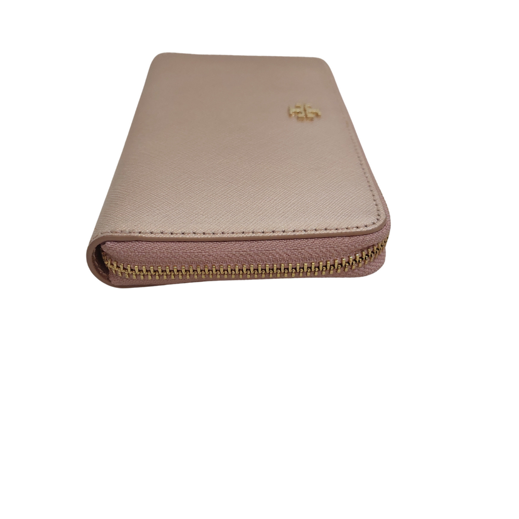 Tory Burch Rose Gold Leather Ziparound Wallet | Pre Loved |