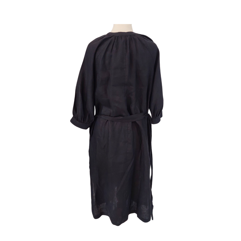 H&M Black Linen Waist Tie-up Dress | Brand New |