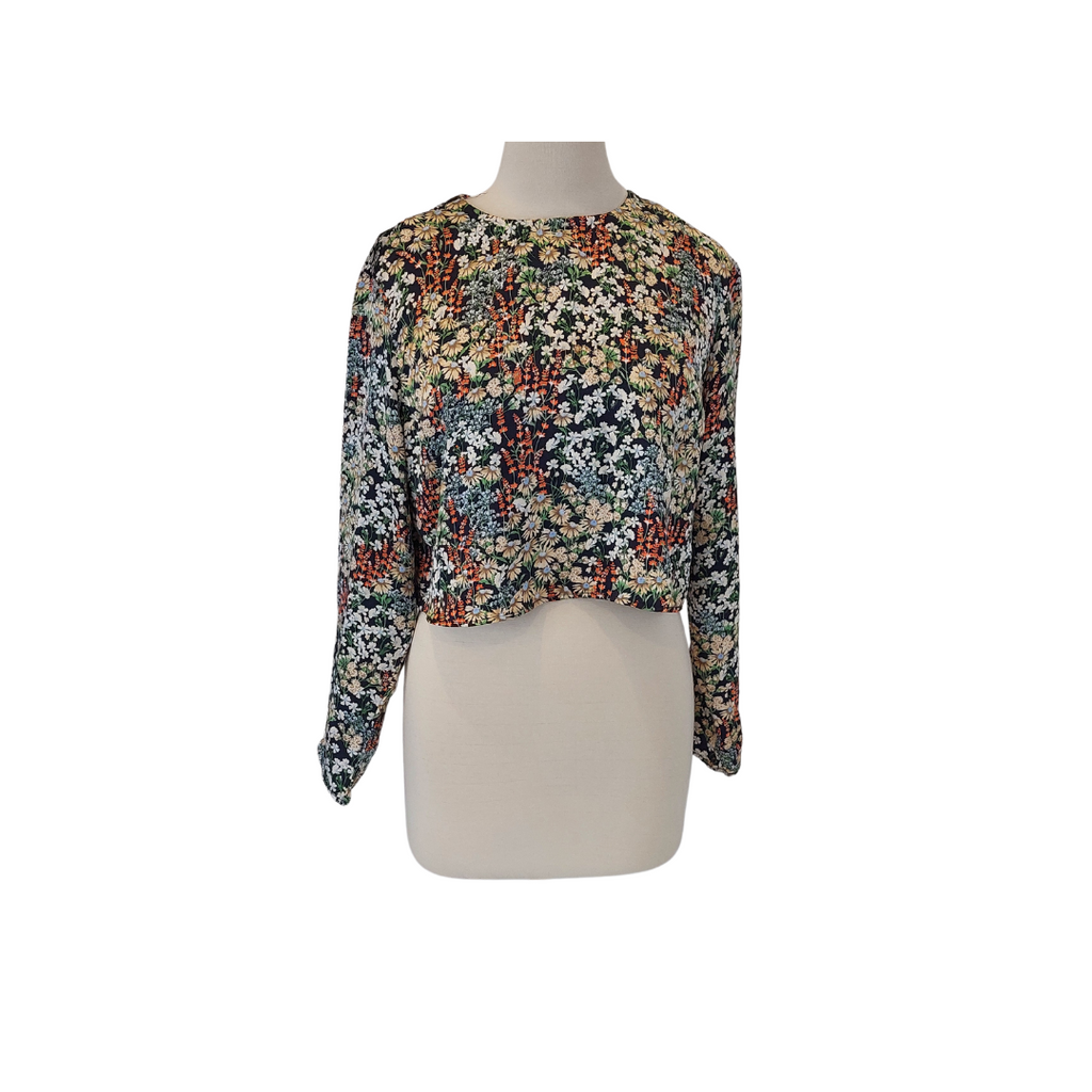 H&M Floral Printed Satin Long Sleeves Top | Brand New |