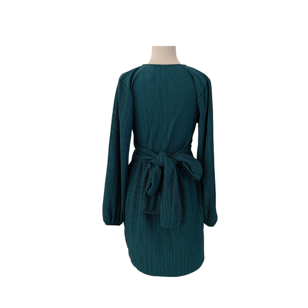 ZARA Green Pleated Waist Tie Dress | Like New |