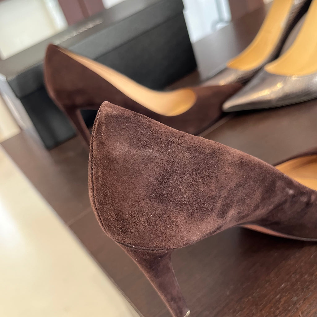 Tory Burch Brown Suede Pointed Pumps | Pre Loved |