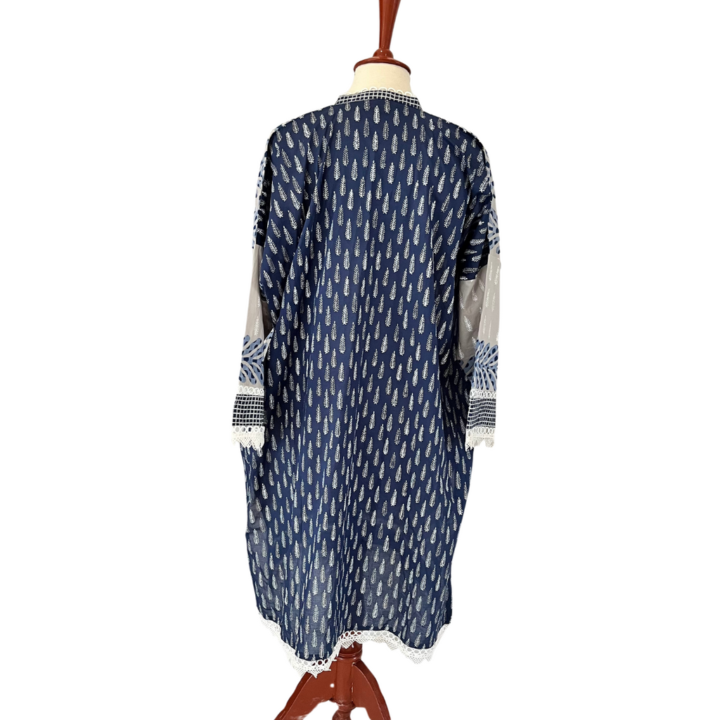 Blocked Grey & Blue Block Print Kurta | Gently Used |