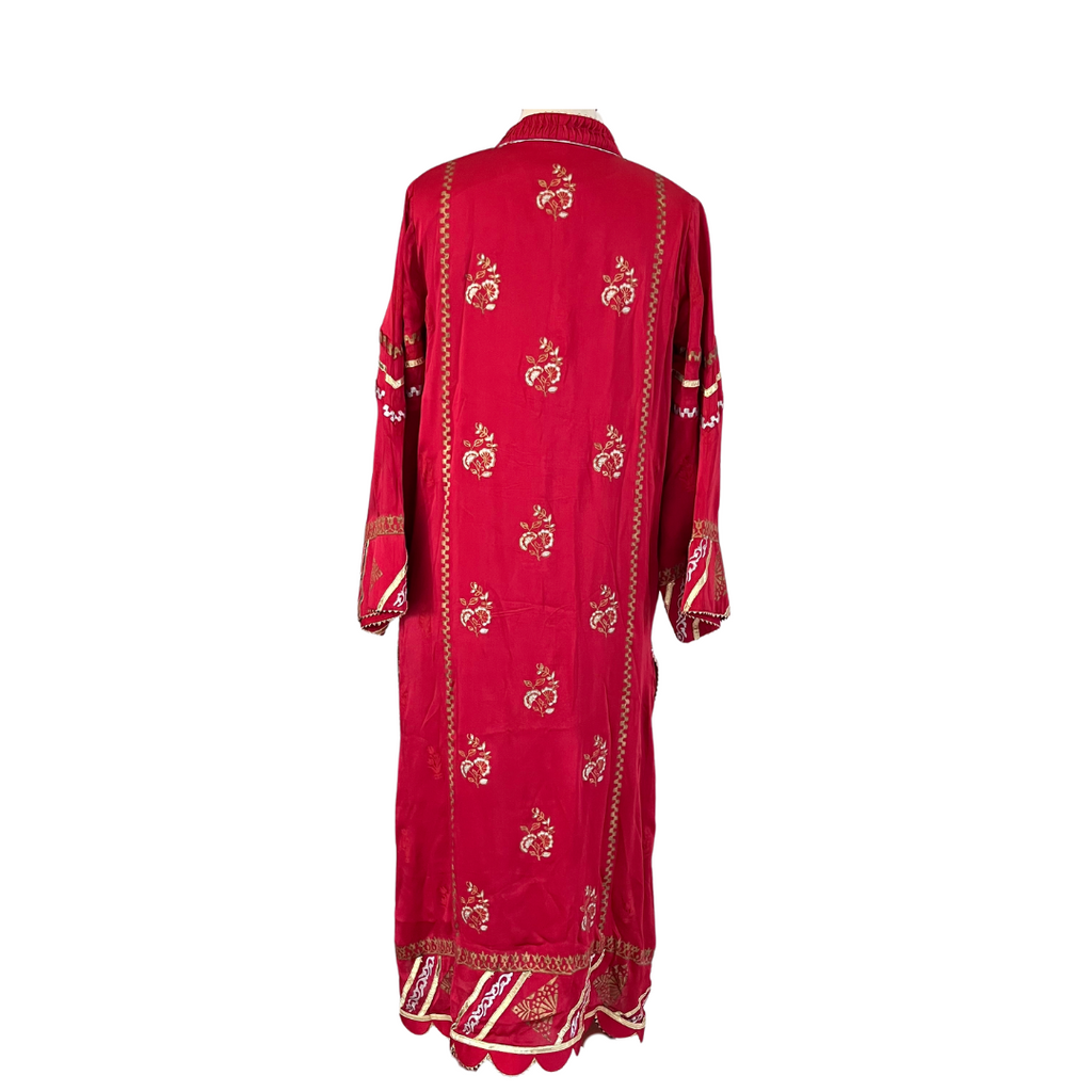 Annus Abrar Red Embroidered And Embellished Long Kurta | Pre Loved |