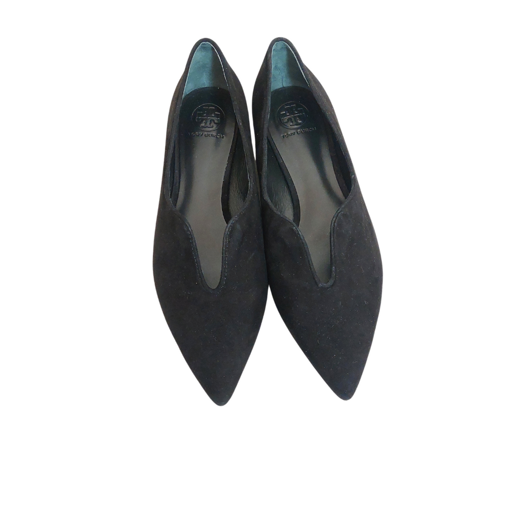 Tory Burch Black Suede Lucia Lancaster Suede Flats | Gently Used |