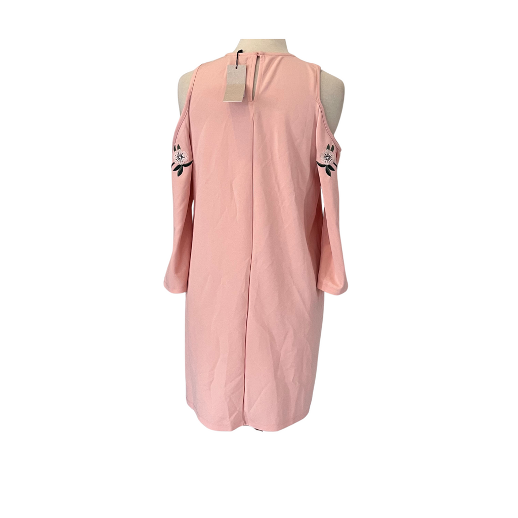 Filanto Dusty Pink Thread Embroidered Cold Shoulder Short Dress | Brand New |