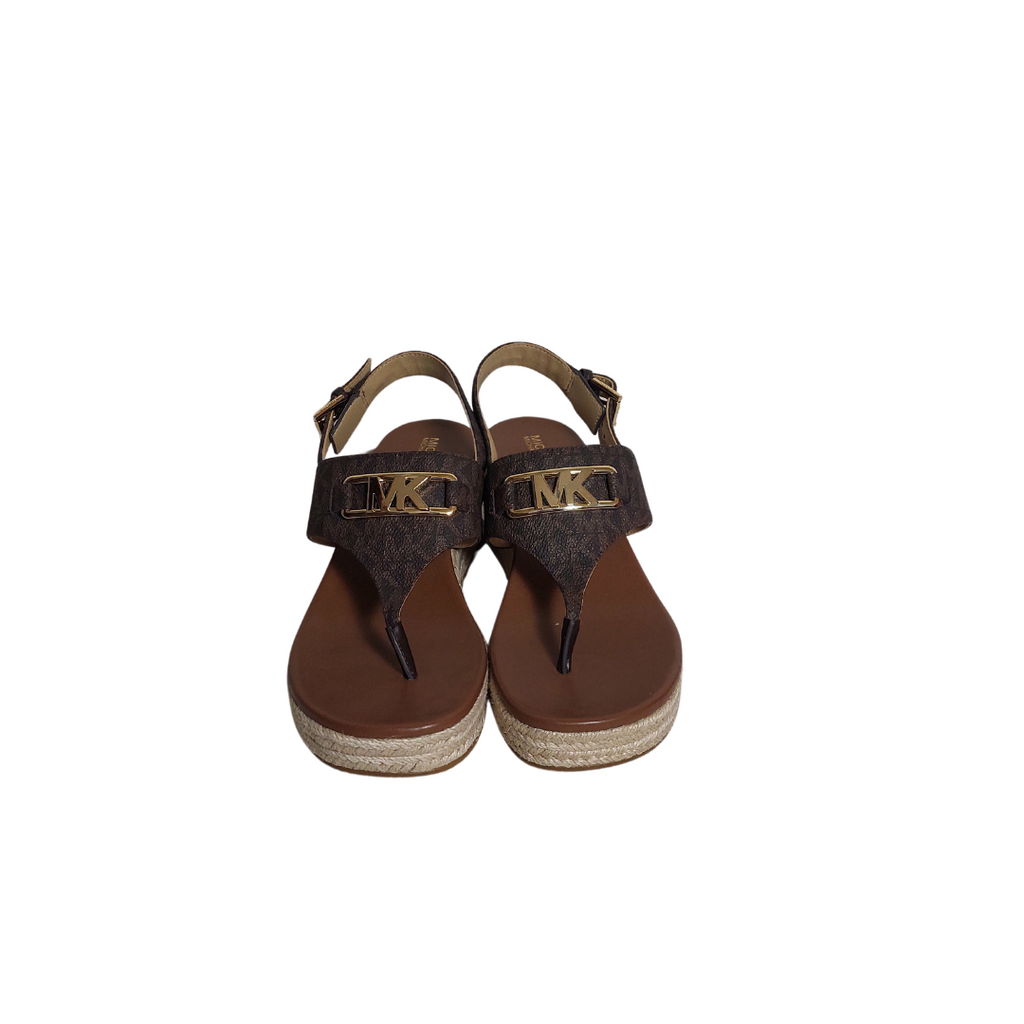 Michael Kors Monogram 'Camilla' Wedge Sandals | Brand New |