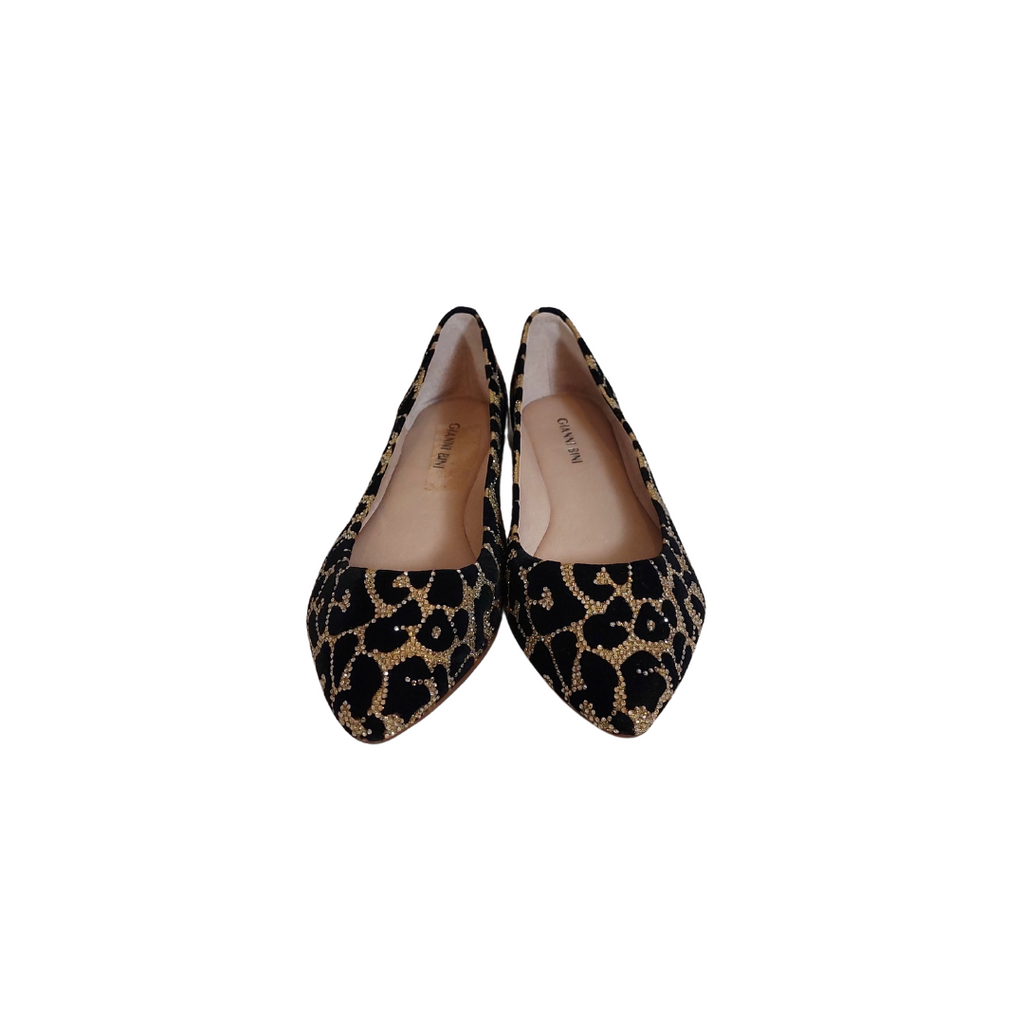 Gianni Bini Black & Gold Rhinestone Pointed Flats | Brand new |