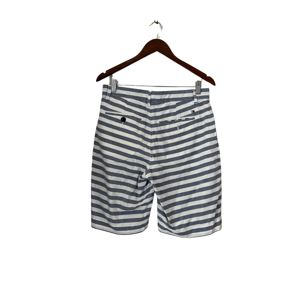 Tommy Hilfiger Men's Grey & White Striped Shorts | Pre Loved |