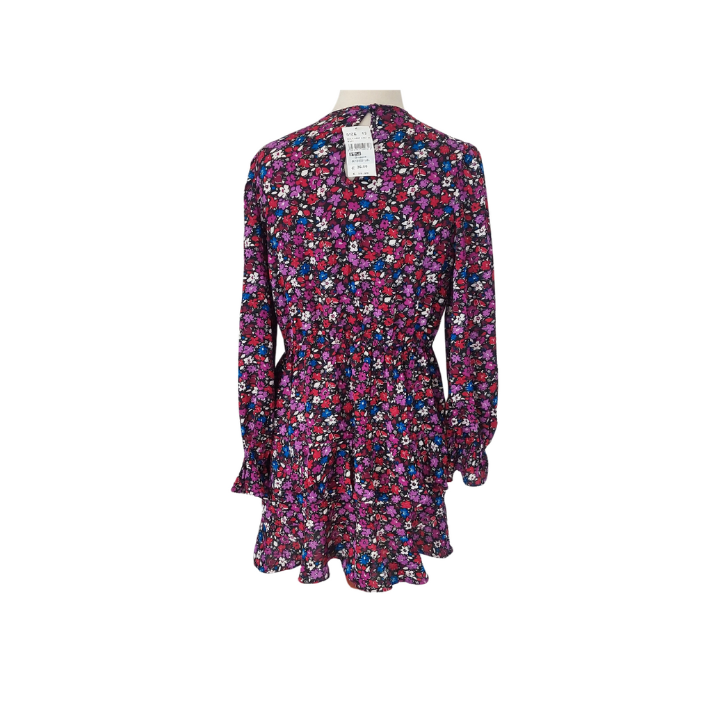 Quiz Purple Floral Printed Knee-length Dress | Brand New |